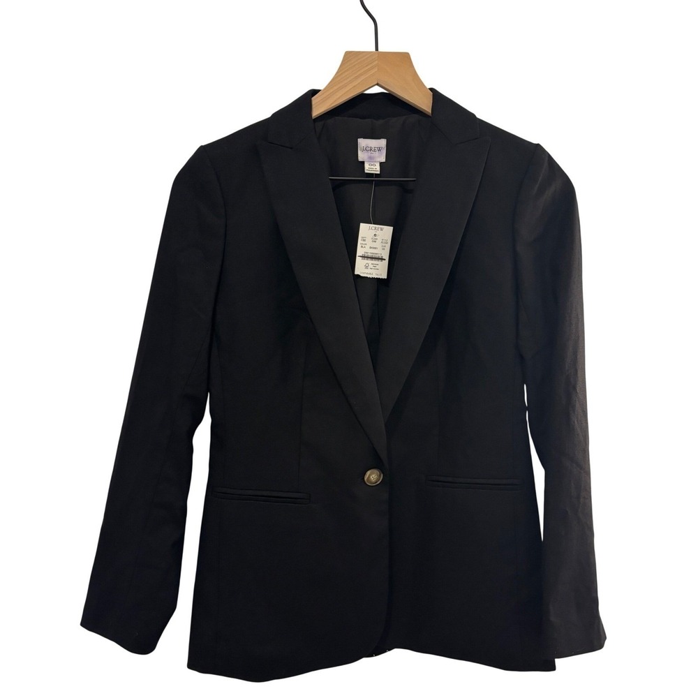J.Crew Linen Cotton Blend Tailored Black Blazer Jacket Womens Extra Small NWT